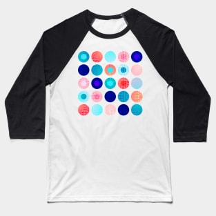 Big polka dots geometrical composition in blue and pink Baseball T-Shirt